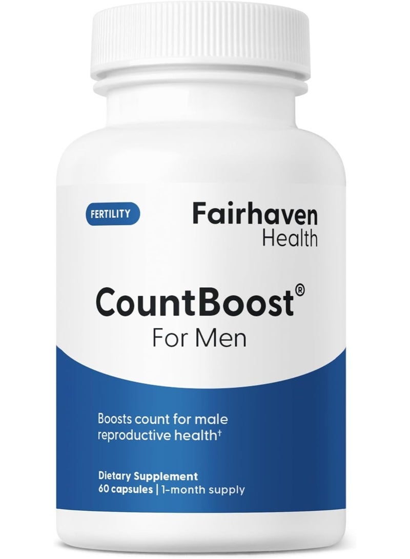 fairhaven health CountBoost for Men - Male Fertility Supplement to Support Count - with Ashwagandha, Maca, Glutathione, B Vitamins - FertilAid for Men Companion Product (60 Capsules / 1 Month Supply) - Image 1